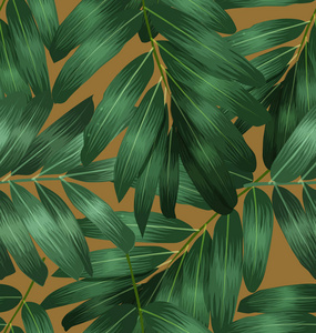 热带植物的无缝叶型。夏威夷风格的叶型无缝图案用于印花织物纺织品壁纸背景