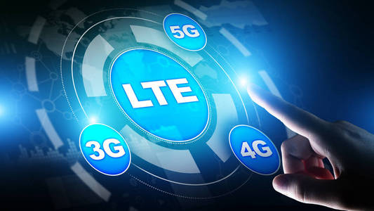 虚拟屏幕上的 Lte 波段移动互联网和电信技术概念