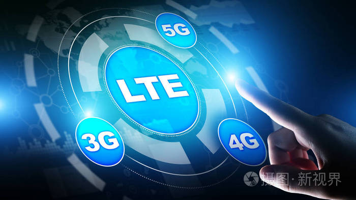 虚拟屏幕上的 Lte 波段移动互联网和电信技术概念