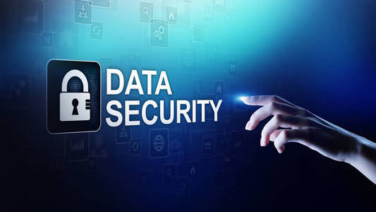 网络安全信息隐私数据保护。虚拟屏幕上的互联网与技术概念