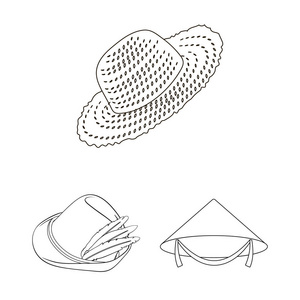 帽子和帽子符号的矢量设计。股票的帽子和模型向量图标集