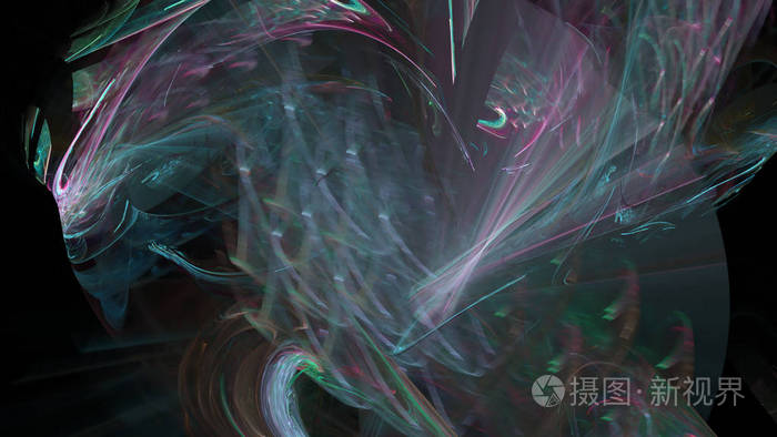 幻想混沌五颜六色的分形图案抽象的分形形状三维渲染插图背景或壁纸