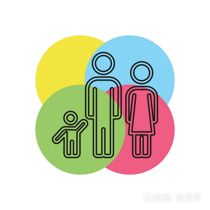 家庭图标人剪影父亲母子插图父母集细线象形文字轮廓笔画