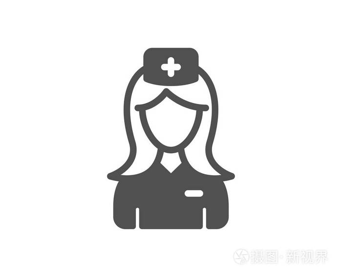 医院护士图标. 医疗帮助助理签名. 质量设计要素. 经典风格图标. 向量