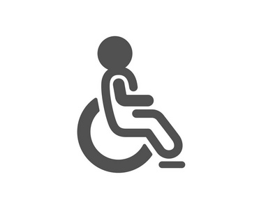 年轻的男人和女人在轮椅,残疾人图标,矢量图上孤立背景标志的护理溜达