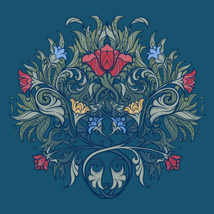 装饰花的成分.中世纪哥特式风格概念艺术.设计元素.