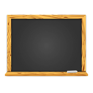 现实的空白黑板在木制框架。供学校，餐厅设计，菜单..阴影隔离矢量图