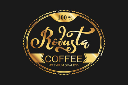 罗布斯塔咖啡标志。手写字体的矢量插图。