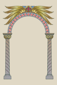 早期的中世纪拜占庭风格圆形拱门