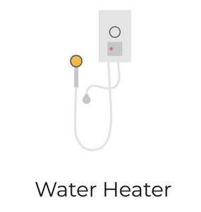 淋浴热水器，平面矢量图标，