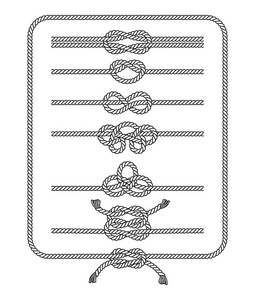 绳结剪影线收集.矢量插图.照片
