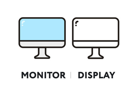 显示器显示屏矢量平线笔划图标图片