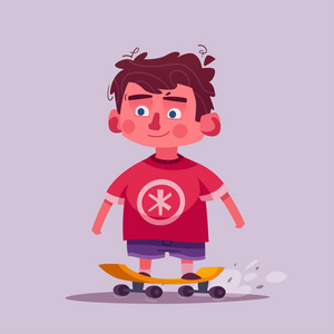 学生走上滑板图片