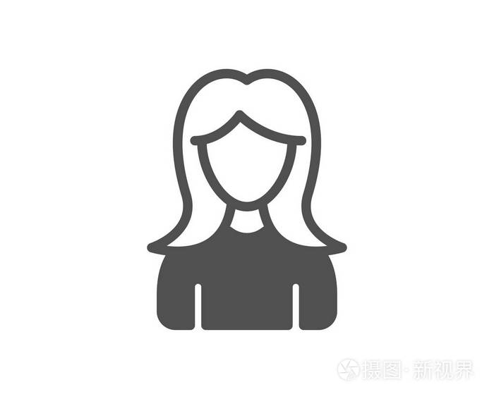 女性侧写标志. 女性人物剪影符号. 质量设计要素. 经典风格图标.