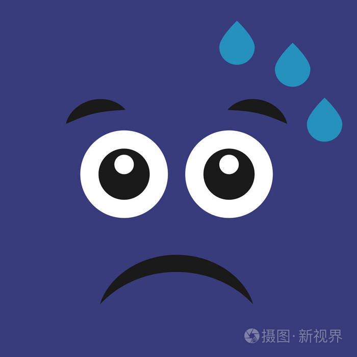 表情符号微笑与不满意的出汗的脸