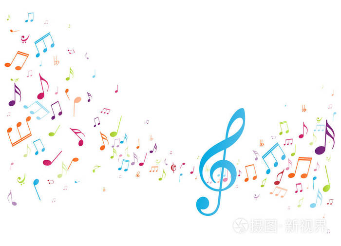 彩色音乐音符背景矢量插图