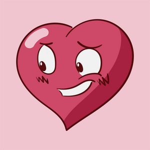 有趣的卡通心脏人物情感情人节矢量图标设置在玫瑰背景