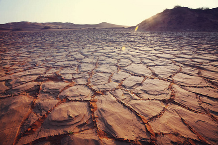 沙漠自然风景中的旱地