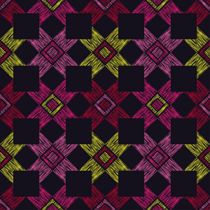 民族博霍无缝模式。 条纹图形的马赛克。 传统的装饰品。 部落模式。 民间主题。 可用于壁纸纺织邀请卡包裹网页背景。