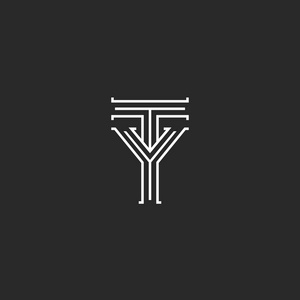 链接标记字母缩写,字母,yt字母,标志,设计,优雅,两个重叠字母组合,t,y