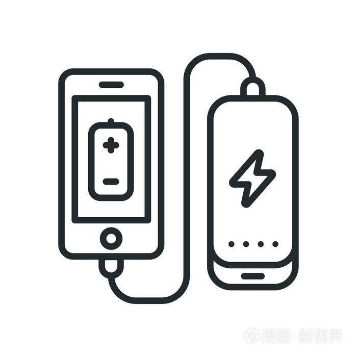 电源库电池手机充电器平行行行程图标插画-正版商用图片180a2g-摄图新