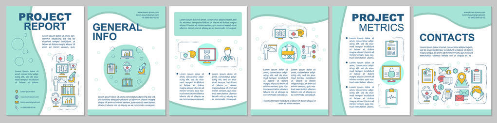 医疗服务手册模板。 传单小册子传单印刷设计与线性插图。 医学和医疗保健。 杂志项目报告广告海报的矢量页面布局