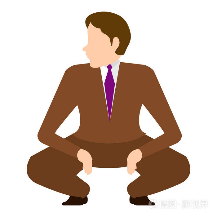 孤立的蹲着的商人