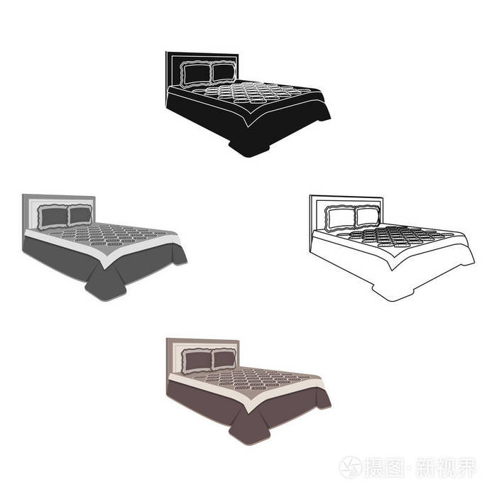 床上的卡通风格矢量符号股票插画的单个图标