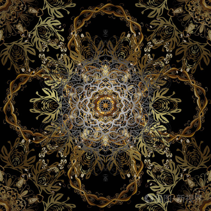 黑色的传统阿拉伯语装饰. 东方风格的复古设计元素.