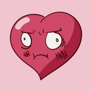 嫩模人物有趣的卡通心脏人物情感情人节矢量图标设置在玫瑰背景照片