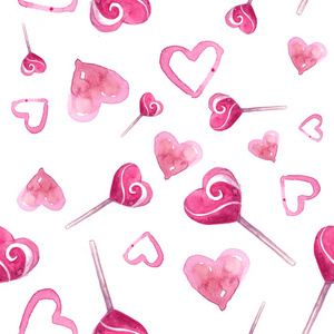 s Day. candy lollipops. a heart. love. watercolor