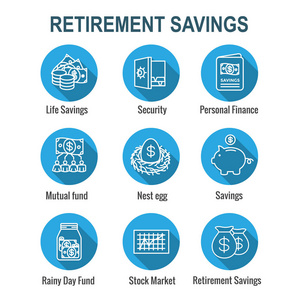  Savings Icon Set  Mutual Fund, Roth IRA, etc