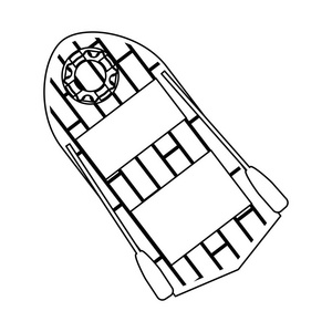 木船与船桨矢量插图平面设计