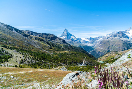 美丽的山景，在瑞士泽马特的马特霍恩峰。