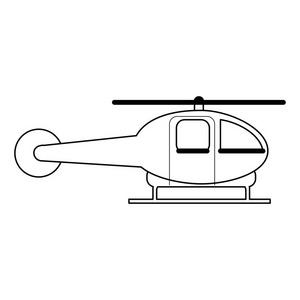直升机侧视图黑色和白色