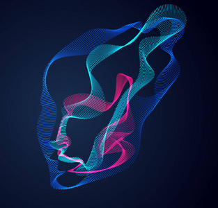 米小仙女头像由点状粒子阵列制成的抽象艺术人头像照片