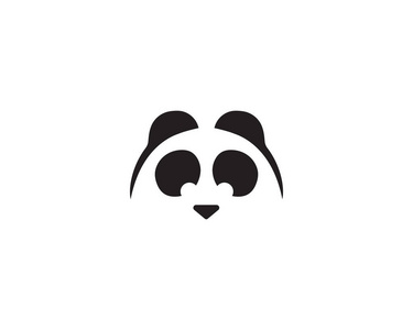 熊猫标志黑白头矢量