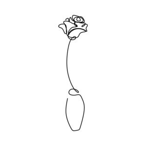 花卉矢量插图的连续线条艺术绘制。 极简主义手绘一个单一的条纹设计孤立在白色背景。