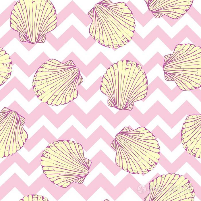 贝壳图案矢量插图. 海洋背景.