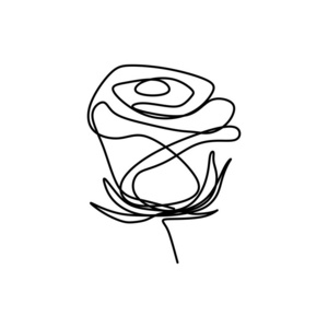 玫瑰花一线艺术单画矢量插图极简设计孤立的白色背景