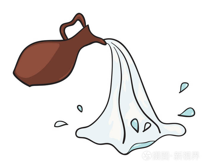 插画 牛奶是从粘土罐里倒出来的. 卡通矢量插图.eps