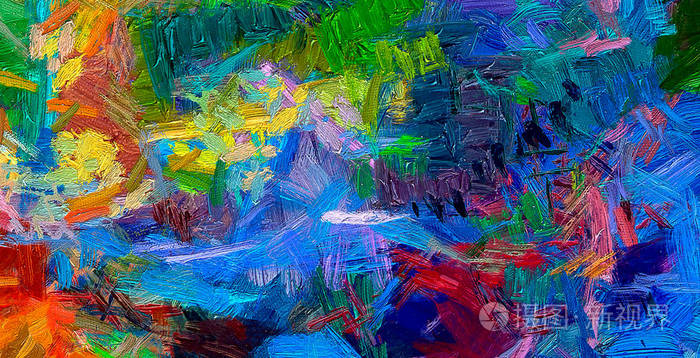 油画抽象现代艺术背景装饰. 明亮温暖的颜色手工纹理.