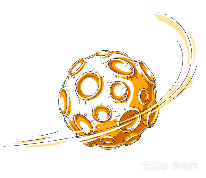 由小行星和陨石坑组成的小卡通梦幻行星坠落