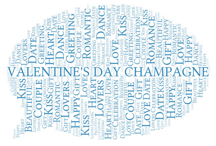 s Day Champagne word cloud. Word cloud made with text only.