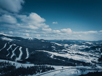  snow in Carpahtians.Travel destination for active tourism in So