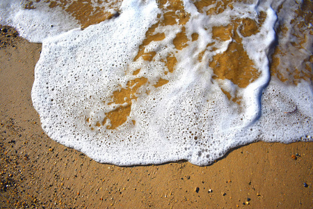 一个小波浪在沙滩上舔沙子图片