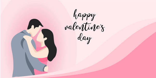 s day banner greeting design with cute couple character vector i