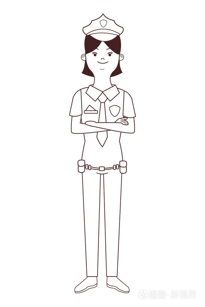 女警察孤立的头像插画-正版商用图片181gqq-摄图新视界