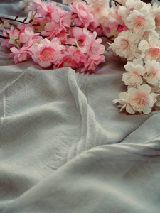 樱花和棉布背景