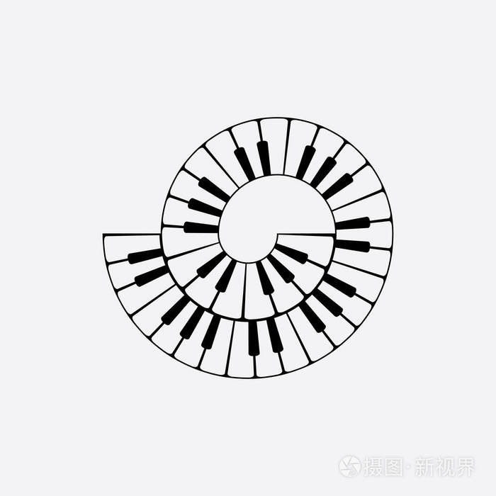 螺旋钢琴键盘矢量插图设计